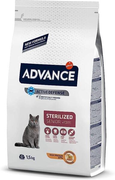 Advance Sterilised Senior +10 Tavuklu Kısırlaştırılmış Yaşlı Kedi Maması 1.5 KG - 1