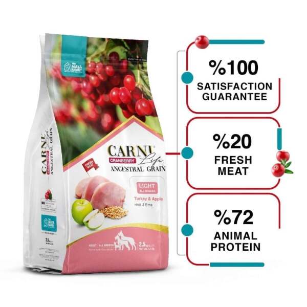 Carni Life Hindi Etli ve Elmalı Yetişkin Light Köpek Maması 2,5 kg - 1