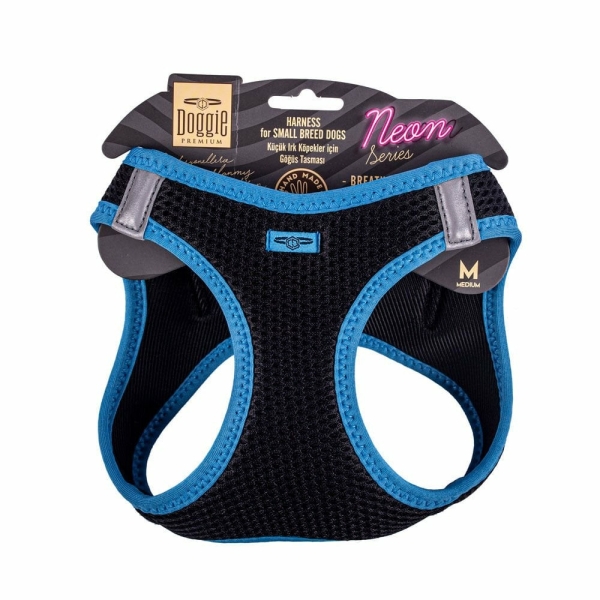 Doggie Neon Göğüs Tasması Mavi S 32-38 Cm - 1