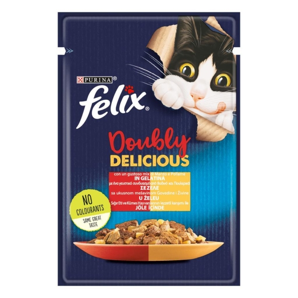 Felix Sığırlı Ve Tavuklu Yetişkin Kedi Yaş Maması 85 Gr 26 Lı - 1