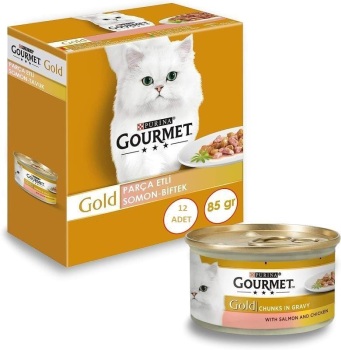 Gourmet Gold Parça Etli Tavuklu Somonlu Kedi Yaş Maması 85 Gr 24 Lü - 2