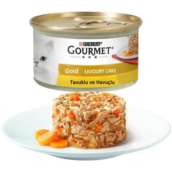 Gourmet Gold Savoury Cake Tavuklu Havuçlu Kedi Yaş Maması 85 Gr 24 Lü - 1