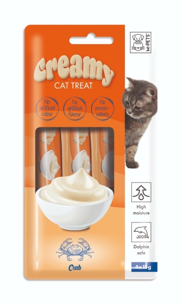 M-Pets Creamy Yengeçli Sıvı Kedi Ödül Maması 15 Gr 4 Lü - 1