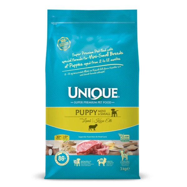 Unique Mini ve Küçük Irk Yavru Köpek Maması Kuzu Etli 3 kg - 1