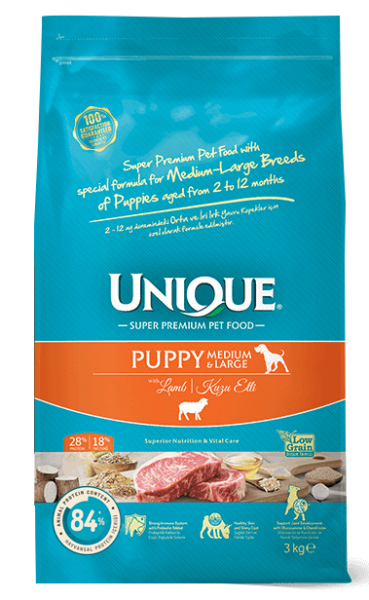 Unique Orta ve İri Irk Yavru Köpek Maması Kuzu Etli 3 kg - 1