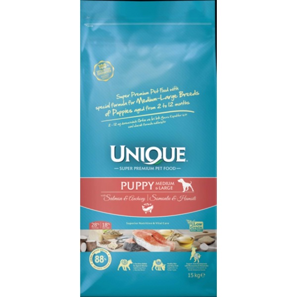 Unique Orta ve İri Irk Yavru Köpek Maması Somonlu&Hamsili 15 kg - 1