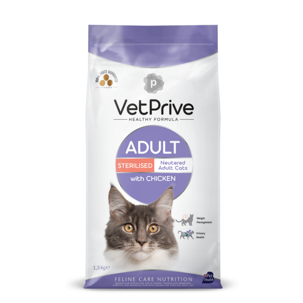 Vet Prive Kısırlaştırılmış Tavuklu Yetişkin Kedi Maması 1.5 Kg - 1